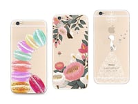 Apple IPHONE 6, IPHONE 6s - Pack Of 3 Shells Soft Gel And Solid With Designs