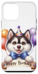 Coque pour iPhone 12 mini Husky Birthday Wishes Ballon pour chien