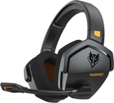 G06 Double Casque Gaming sans Fil avec Microphone pour PS5, PS4, PC, NS, Mobile: 2,4 GHz Wireless + 5,3 Bluetooth - Batterie de 100 Heures - Pilotes de 50mm - Orange