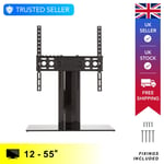 Replacement TV or Monitor Base Table Top Stand - Up to 55" Black - Glass Base