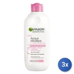 3x Garnier Micellar Water + Hydrating Milk, 400 ml