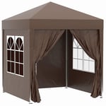 Folding Gazebo 2 X 2M Gazebo Med 4 Sidoväggar, Fönster, Tält Med Uv-Skydd, Trädgårdstält Med Bärväska, Stål Oxford, Vit