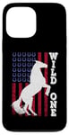 Coque pour iPhone 13 Pro Max Vintage Grunge American USA Flag Wild One Mustang Horse