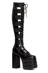 LAMODA Smooth Criminal, Knee High Boot Femme, Black PU, 37 EU