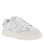 Baskets FEMME New Balance tennis en cuir blanches à semelle plateau avec chevillière verte