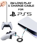 2 Meter Long Braided Type C Play & Charge Charging Cable for PS5 PlayStation 5