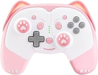 Manette Sans Fil Compatible Avec Nintendo Switch/Switch Lite,Bluetooth Pro Controller Avec Turbo,Mouvement,Vibration,Fonction Réveil,Prise Casque Et Lumière Led Respirante (Rose)