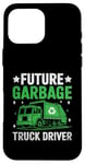 Coque pour iPhone 16 Pro Max Future Garbage Truck Driver Déchets Collecteur de déchets Sanitation