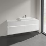 VILLEROY & BOCH COLLARO SERVANTSKAP 160 M/LYS FOR SERVANT HØYRE 80 CM M/4 SKUFFER HVIT HØYGLANS