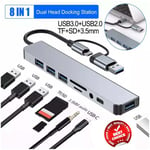 8 in 1 Multiport USB-C Hub Type C To USB 3.0 HDMI 4K Adapter For MacBook Pro/Air