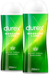 Durex 2 in 1 Massage Lube, Aloe Vera, (Pack of 2, 400Ml), Water Based Lube