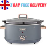 Tower T16043GRY Cavaletto 6.5 Litre Slow Cooker with 3 Heat Settings, Cool Touch