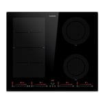 Induction Hob 60 cm Hot Plate Electric Cooker 4 Zones Hybrid 7200W Touch Black