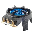 NJ GB-17 Gas Stove - Cast Iron Triple Ring Burner Commercial High Power Boiling Ring Outdoor LPG Camping Cooker 9.0kW