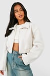 Petite Wool Look Cropped Zip Up Jacket