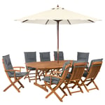 Salon de Jardin Table Extensible Ovale et de 8 Chaises Pliables avec Coussins d