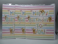 3 BOOFLE BEAR HAPPY BIRTHDAY CARDS GENERAL OPEN CUTE