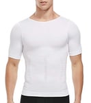 SLIMBELLE® Débardeur Gainant T-Shirt Amincissant pour Hommes Minceur Body Shaper sous-Vêtements - Maillot de Corps Compression pour Perdre du Poids Ventre Plat - Blanc - Taille L