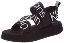 Calvin Klein Jeans Women Sandals Summer, Black (Black/Reflective Silver), 5 UK