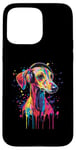 Coque pour iPhone 15 Pro Max Greyhound Lover Pop Art portant des écouteurs drôles Greyhound