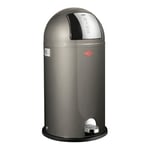 WESCO Poubelle à pédale Kickboy de couleur graphite, tôle d'acier revêtue par pulvérisation, volume de 40 litres, rabat en acier inoxydable, pédale en plastique chromé