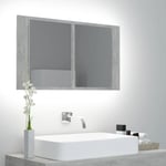 Bonnevie - Armoire murale de salle de bain à miroir à led - Meuble de rangement Gris béton 80x12x45 cm BV638209