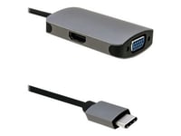 Qoltec - Video Adapter - 24 Pin Usb-C Hann Til 15 Pin D-Sub (Db-15), Hdmi Hunn - 21 Cm - Grå