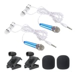 Mini Microphone Blue with Earphone, Mic Stand and Cover for Singing 2Pcs