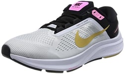 NIKE Women's Air Zoom Structure 24 Sneaker, White Wheat Gold Black Pink Spell, 4 UK