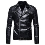 LDMB Blouson Cuir Homme Patte À Manches Longues Noir en Détresse Au Revers Faux Cuir BEAUFIER Vêtements De Périphérie De La Diagonale,Noir,M