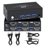 4K Hdmi Kvm Switch 2 Pc 2 Monitors With 3 Usb Ports,4K@60Hz Usb 3.0 Kvm Switches For 2 Computers Share 2 Monitors And 4 Usb Devices Such As Keyboard,Mouse,Hard Drive