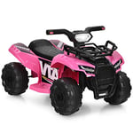 DREAMADE 6 V Quad pour Enfant 18-36 Mois, Voiture Électrique avec Roues Résistants, Charge Max. 20KG, Musique et Klaxon, Coussin en Plastique et Réglage du Volume (Rose)