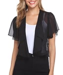 Gyabnw Gilet Femme 3/4 Manches Courtes Mousseline de Soie Bolero Veste Courte Chic