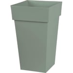 Pot de fleur haut carré - 39 x 39 x 65 cm - 62 l - vert laurier Eda Plastique