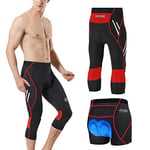 MEETWEE Cyclisme Pantalons 3/4 Homme, Vélo Corsaires Respirant 3D Gel Silicone Long Bike Compression Leggings Cycliste Pantalon de Vélo Pantalon (Rouge, XXXL)