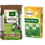 Vilmorin 4460418 Gazon Rustique, Vert, 15 kg & SOLABIOL Engrais gazon organique - Sac de 15 kg pour 375 m² de gazon - Utilisable en Agriculture Biologique