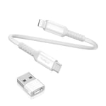 Câble Chargeur USB C vers Lightning 0.3M avec Adaptateur USB A,Cordon d'Alimentation Type C PD Charge Rapide pour iPhone 11 12 13 Mini Pro Max XR SE 3 2021 14 10 iPad 8 9 Airpods 1 2 3