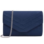 Milisente Pochette pour femme, pochette Suedu pour mariage, bandoulière, sac de soirée, bleu marine, L, Sacs à bandoulière