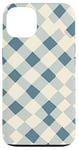 Coque pour iPhone 13 Motif damier bleu clair-gris et crème