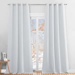 PONY DANCE Rideau Extérieur - Rideau pour Pergola Occultant avec Oeillet Isolation Thermique Anti Froid Lumière Bloquer pour Tonnelle, L 132 x H 243 cm, Gris Blanc, Lot de 2