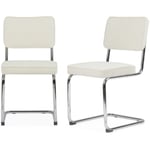 Alice's Garden - Lot de 2 chaises cantilever tissu bouclette texturée blanc cassé L46 x P54.5x H84.5cm