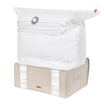 Compactor - Housse avec Sac sous vide Dune XXL, grand coffre, rangement armoire, dressing, boîte déménagement, compatible aspirateur et pompe à vide, compresse couettes, oreillers et vêtements