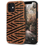 Tasikar Coque iPhone 12 Mini Étui Bois et Souple TPU Silicone Compatible avec iPhone 12 Mini (Cuir & Bois)