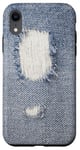 iPhone XR Jean Blue Denim Jeans Fabric Embroidered Style Case