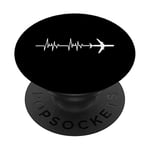 World Travel Heartbeat Airplane Pilot PopSockets PopGrip - Support et Grip pour Smartphone/Tablette avec un Top Interchangeable