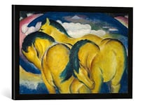 Kunst für Alle 'Encadré Image de Franz Marc Les Petits Chevaux Jaunes, d'art dans Le Cadre de Haute qualité Photos Fait Main, 60 x 40 cm, Noir Mat