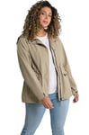 Ulla Popken Femme Grandes Tailles Veste Fonctionnelle, Coulisse, col Montant Beige 46+ 805770636-46+