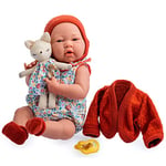 JC TOYS Poupée La Newborn Nouvellement née de 38 cm, en Vinyle Doux, Collection Nature, avec vêtements Floraux, tétine et Peluche, Fille, conçue en Espagne par Berenguer, 2 Ans