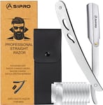 ASIPRO Rasoir à Barbe Homme avec (20 Demi Lames)10 Rasoir Lame Coupe Choux Professionnel et Étui de Protection Rasoir Coupe Choux Barbe Manuel Rasoir Barbier Professionnel Rasoir à Barbe Traditionnel