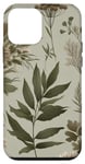 iPhone 12 mini Olive Green cute Botanical Wildflowers Case